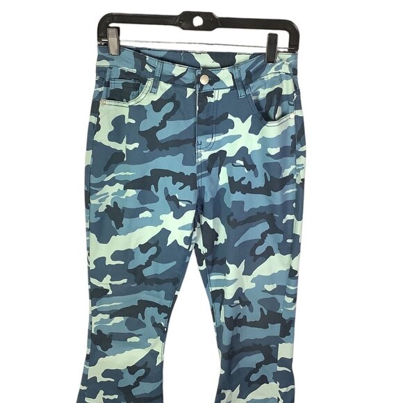 Celebrity Ace Women's Camouflage Jeans  Flare & Wide Leg Blue 28in Waist - Picture 8 of 9